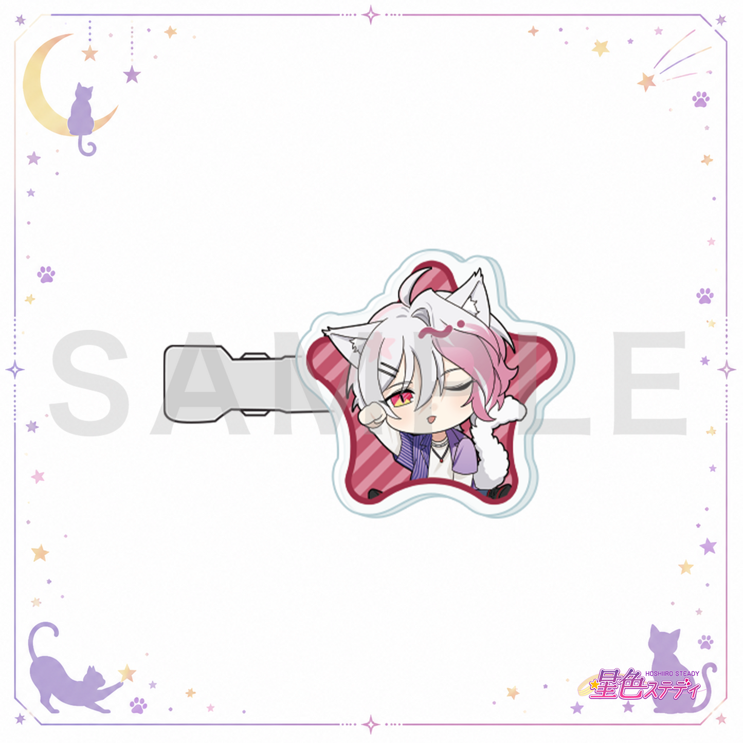 SDアクリル前髪クリップ（猫）月輪るいと